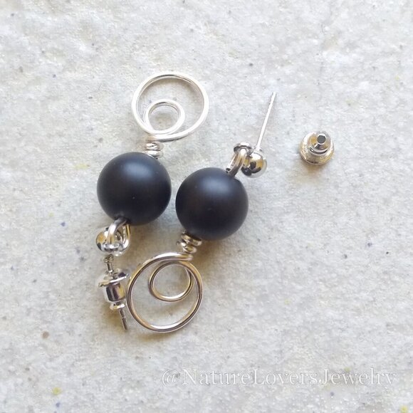 Carved Black Onyx Wing Necklace & Earring Set - Stress Bereavement & Protection - Picture 5 of 10